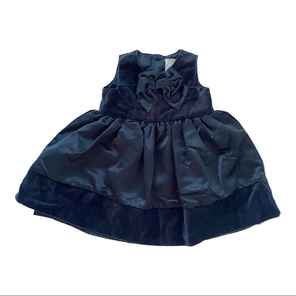 Carters Baby Girl 6 Month Black Velvet Holiday Sleeveless Dress with Bow